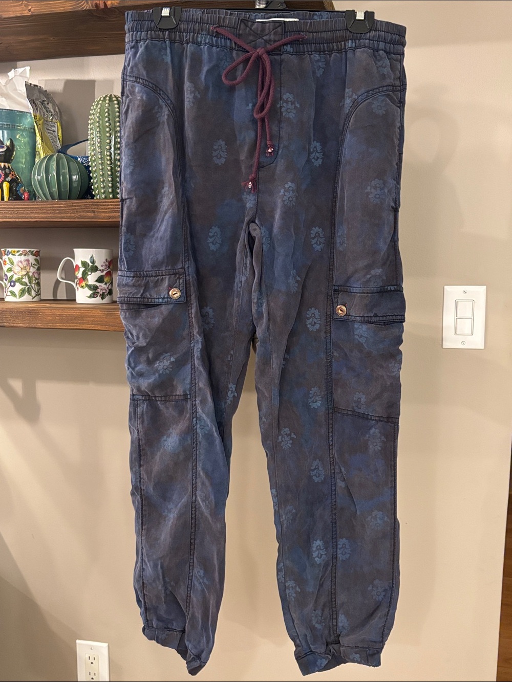 Anthropologie Floral Cargo Jogger Pants Boho Utility Size Small